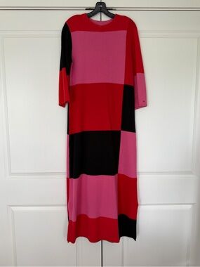 Frances Valentine Red, Pink & Black Colorblock Maxi Dress